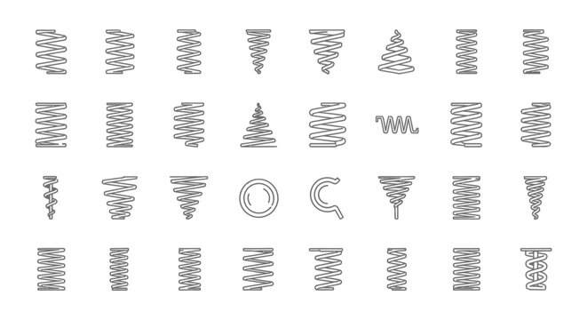 collection of various spring coil icons and symbols diverse shapes and forms