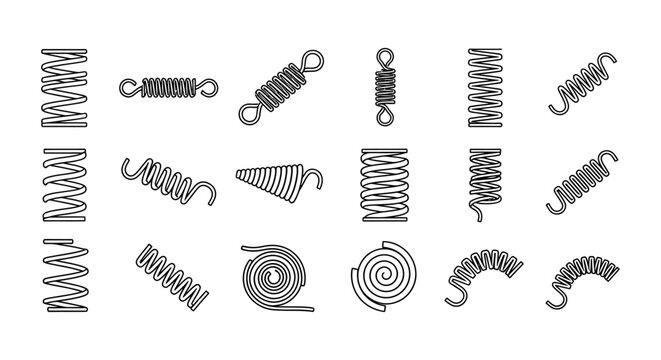 collection of various types of springs and coils mechanical components