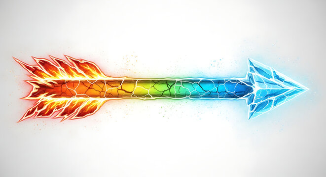 Fantasy elemental magic arrow with fire and ice effects