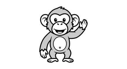 Obraz premium A cartoon monkey waving its hand.