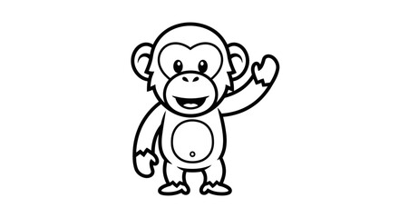 Fototapeta premium A cartoon monkey waving its hand.