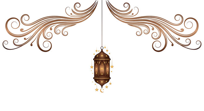 Arabic style lantern with decorative floral scrolls with middle east