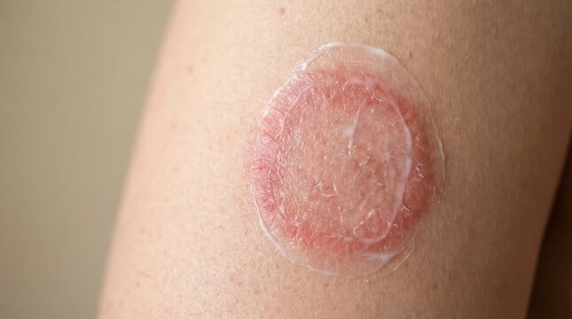 Ringworm Treatment on Human Skin Close Up with Topical Cream Application on Affected Area