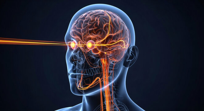 Digital visualization of human brain activity and optic nerve