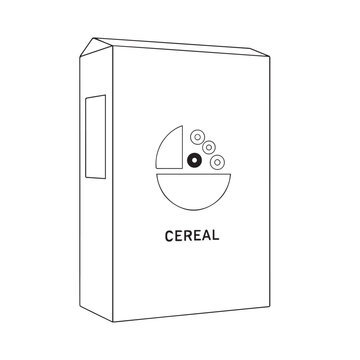 Boxed cereal product featuring a simple logo on the front of breakfast packaging.