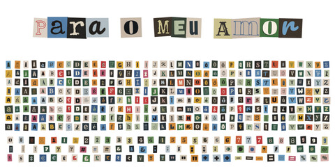 Alfabeto de recortes de revista estilo carta de resgate para design criativo © velikiyzayats
