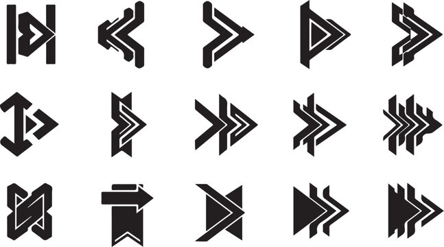 Black and white arrow icons on white background