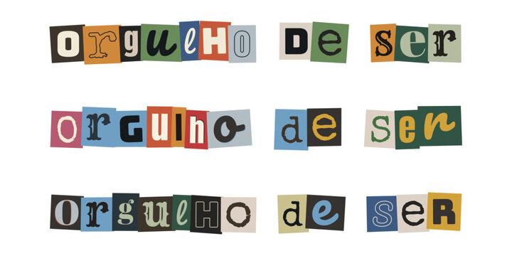 Frase orgulho de ser em estilo colagem de revista para identidade lgbtqia