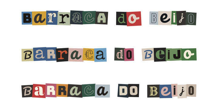 Letreiro Barraca do Beijo em Estilo Recorte de Revista para Festa Junina e Arrai&aacute;