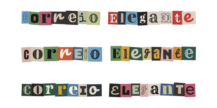 Frase correio elegante em estilo de colagem de letras recortadas para festa junina e eventos