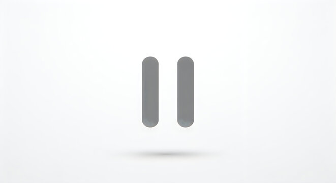 A gray pause button icon on a white background