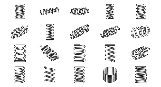 collection of different types of metal springs springs for machinery and industry