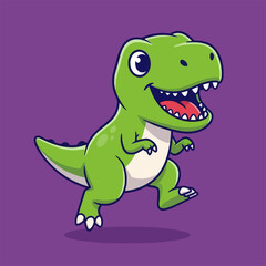 Cute green dinosaur cartoon character illustration. © Arviz
