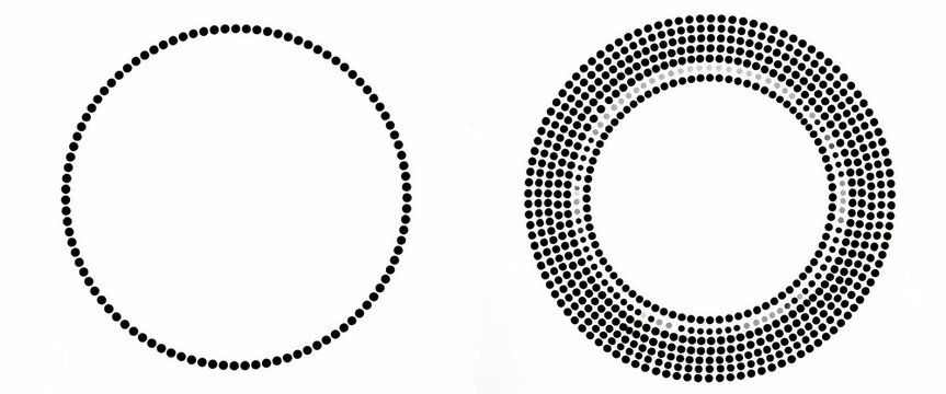 Two concentric circles with dot patterns
