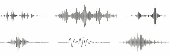 Set of Audio Waveform Visualizations
