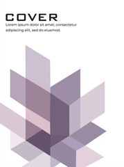 Fototapeta premium Abstract overlapping geometric shapes in soft purple tones shown in clean minimal style on white background, representing modern design concept. Hand-drawn vector illustration