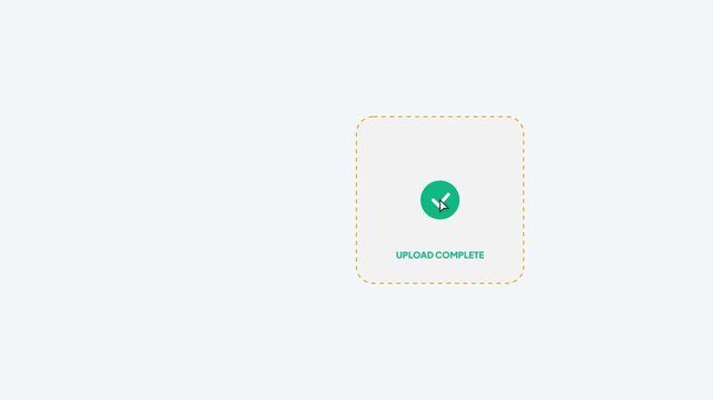 ZIP archive folder file upload animation with drag and drop interface and success icon