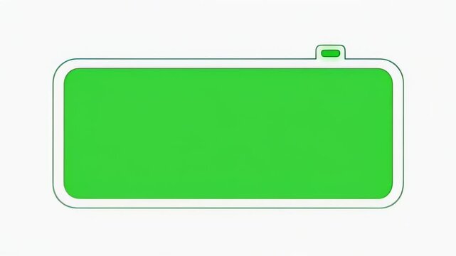Bright green rounded battery icon with white outline used as a power indicator vector graphic.
