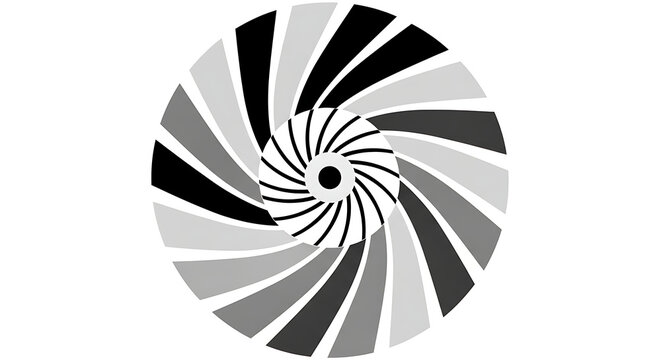 Abstract rotating turbine radial grayscale pattern