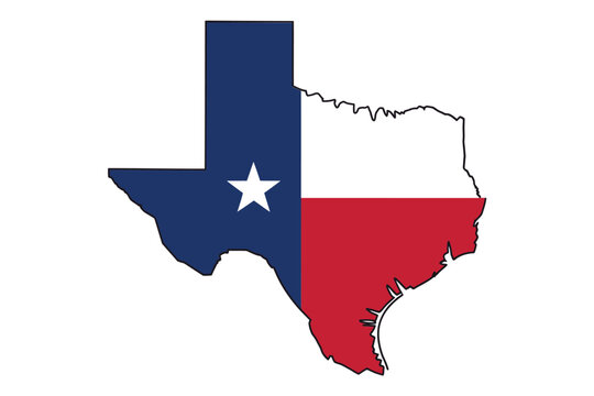 stylized map of texas state with flag colors