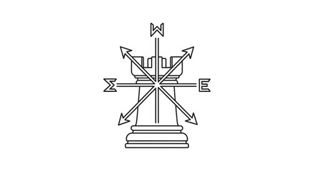 Chess Rook Compass Rose Direction Navigation Strategy Game © Arto