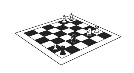 Chessboard with pieces, strategy game, intellectual challenge, black and white © Arto