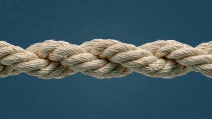 Fototapeta premium Strong Braided Natural Fiber Rope on Dark Blue Background