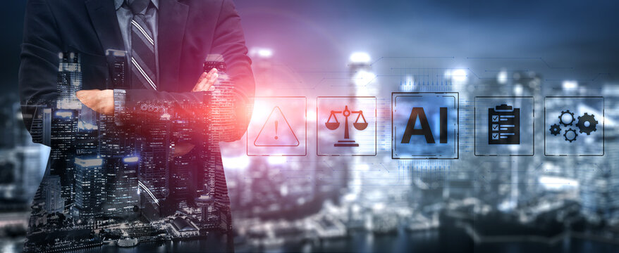 Concept of Artificial Intelligence in legal and regulatory technology. AI systems are used for risk management, process automation, and ensuring compliance with laws and policies. Fermion