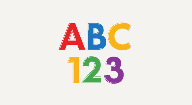 Colorful ABC and 123 numbers on light background, education concept