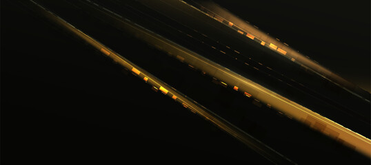 Abstract dark background with glowing golden light trails © Aneg