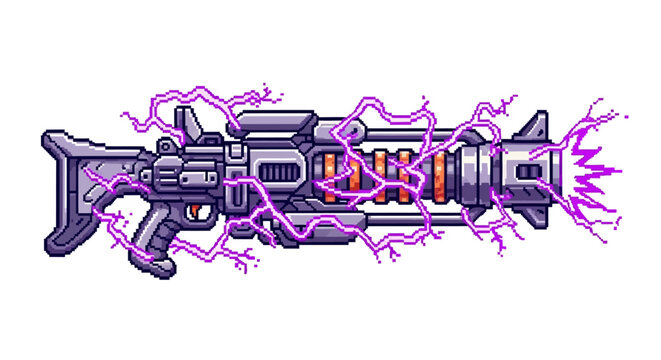 Futuristic Electric Plasma Sci Fi Weapon Illustration.