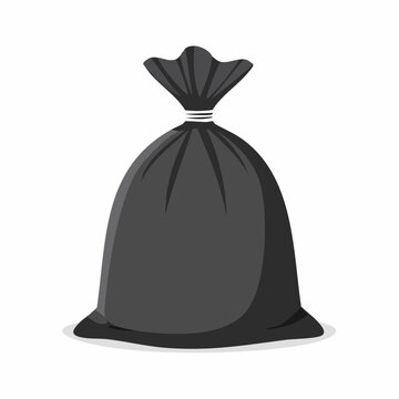 Black garbage bag tied with a string