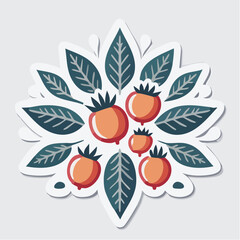 Fototapeta premium Stylized Mandala with Berries and Leaves