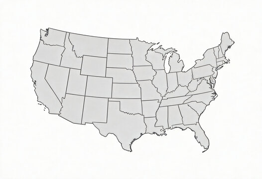 Map of the United States with State Borders