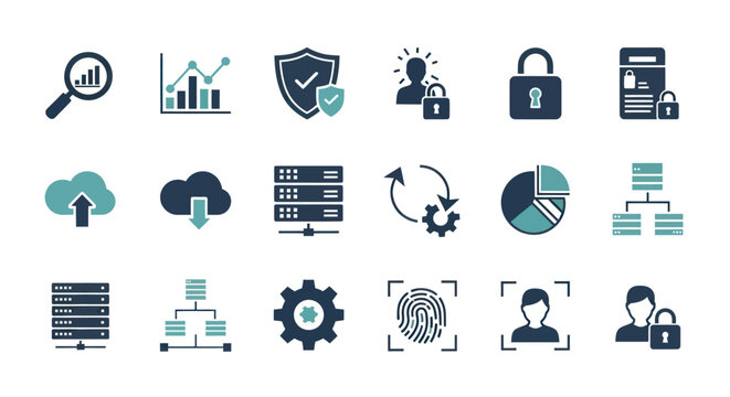 Cyber Security and Data Analysis Icon Set
