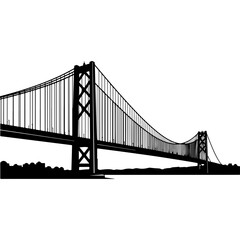 Fototapeta premium Minimalist Vector Illustration of Golden Gate Bridge