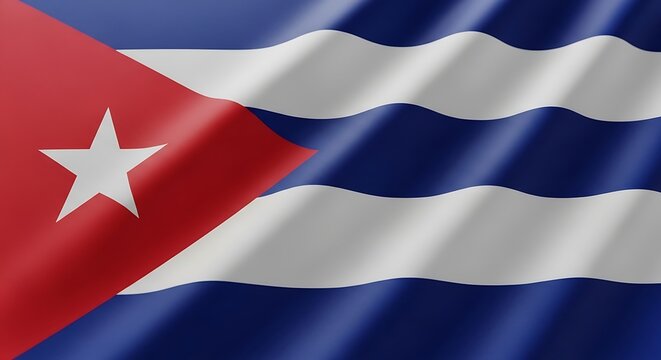 Cuba National Flag Background with Waving Fabric Texture