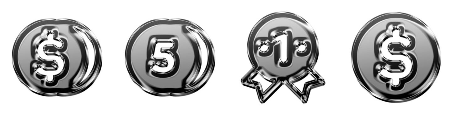 Set 3D chrome average 2, average, best seller, and cheap 2 pictograms. Fluent system filled price & sale icon collection and design. Glossy icon illustration.
