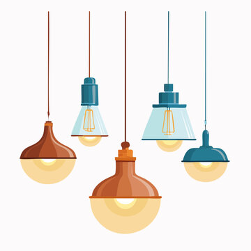 Collection of Five Hanging Pendant Lights