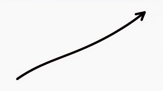 Curved black arrow line with upward trajectory across a white background, minimal vector illustration.
