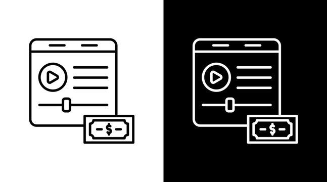 Content Monetize Outline White Icon Set Design