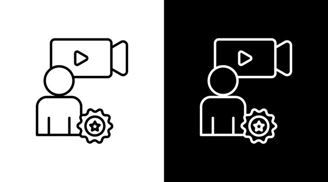 Creator Brand Outline White Icon Set Design