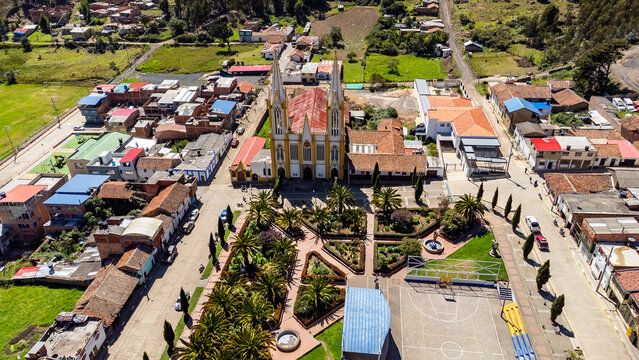 Jeric&oacute;, Boyac&aacute; - Colombia. March 1, 2026. Catholic parish located in the town's main park.