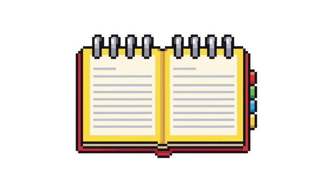 Open Diary or Notebook with Lined Pages and Tabs.