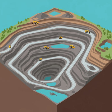 open pit mine excavation process.