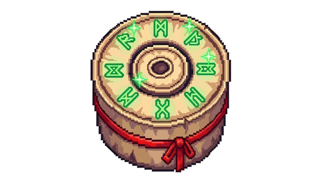 Mystical Rune Stone Artifact with Glowing Symbols.