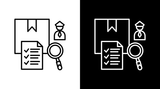 Customs Check Outline White Icon Set Design