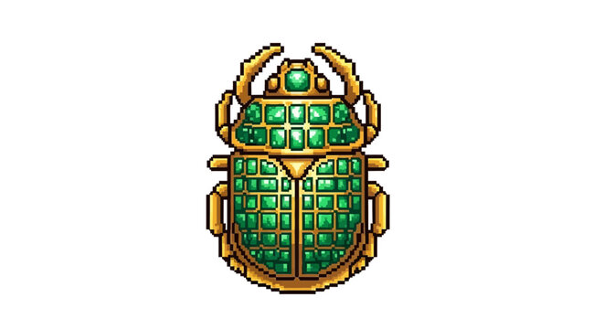 Ornate Egyptian Scarab Beetle Jewel Illustration.