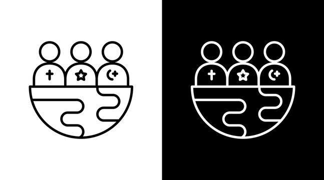 Ethnic Groups Outline White Icon Set Design