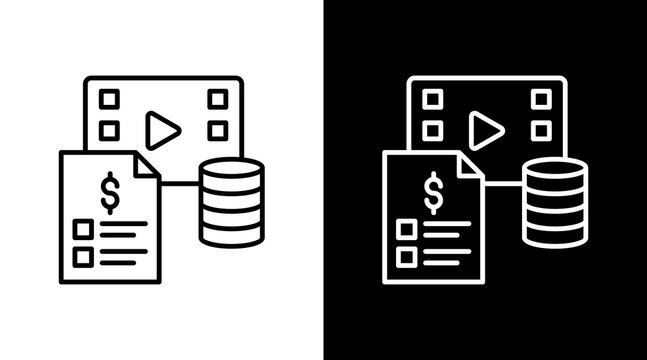 Content Monetization Outline White Icon Set Design